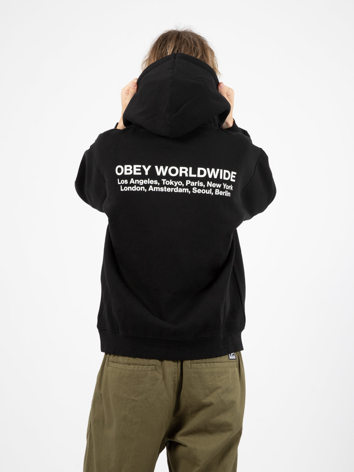 Felpa Worldwide cities premium hooded fleece black
