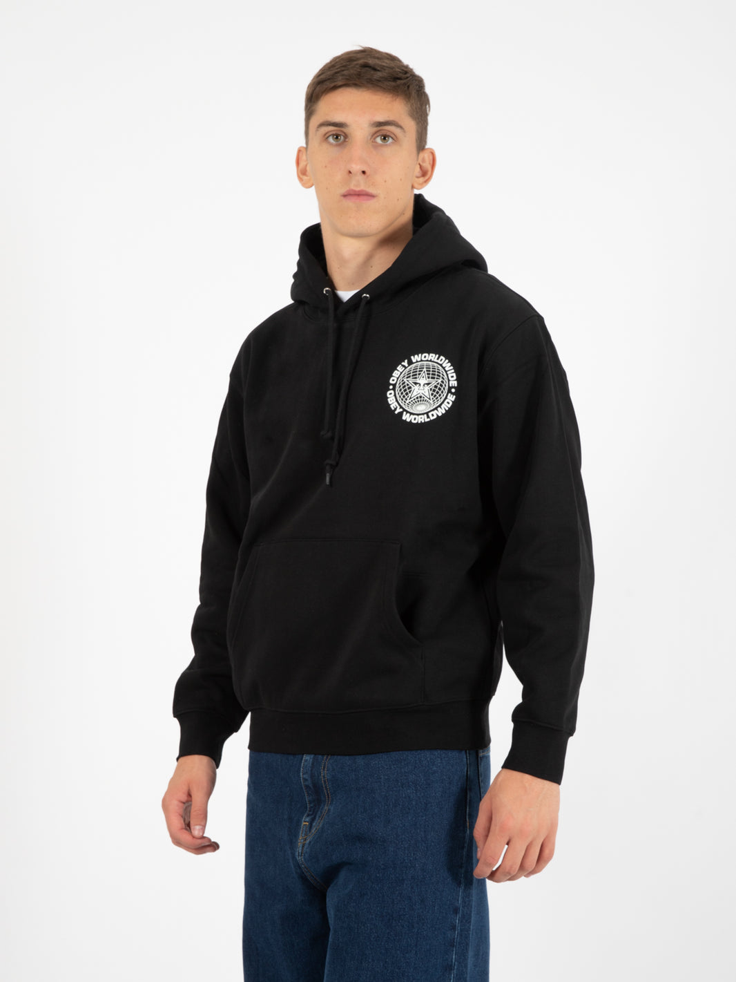 Felpa Worldwide Globe premium hooded black