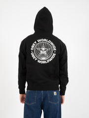 OBEY - Felpa Worldwide Globe premium hooded black