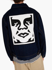 OBEY - Icon hardwork zip up jacket rinse indigo