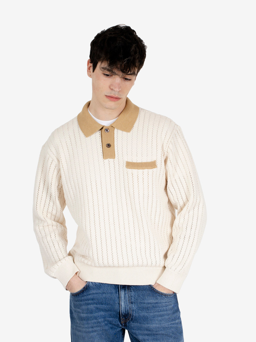 Jasper polo sweater unbleached multi