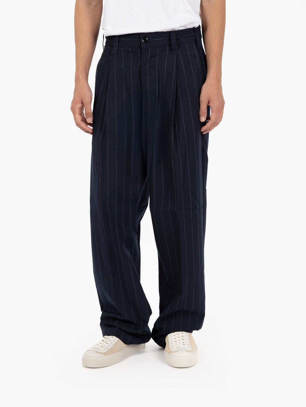 Leisure Dean Stripe Pleated pant midnight navy