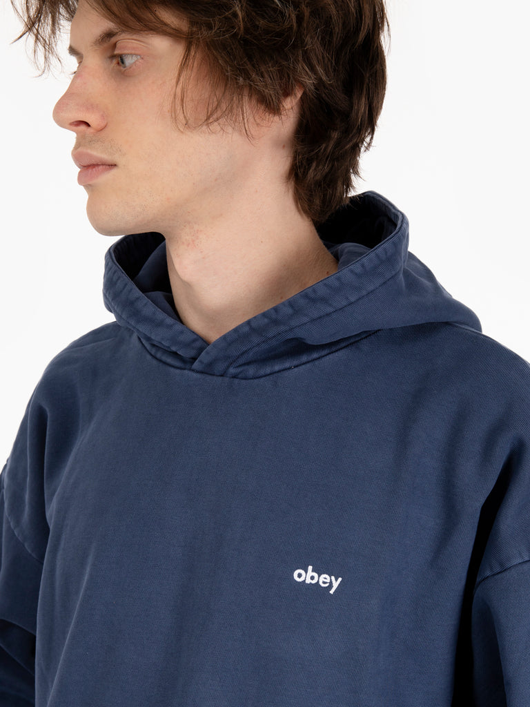 OBEY - Lowercase pigment hood fleece academy navy