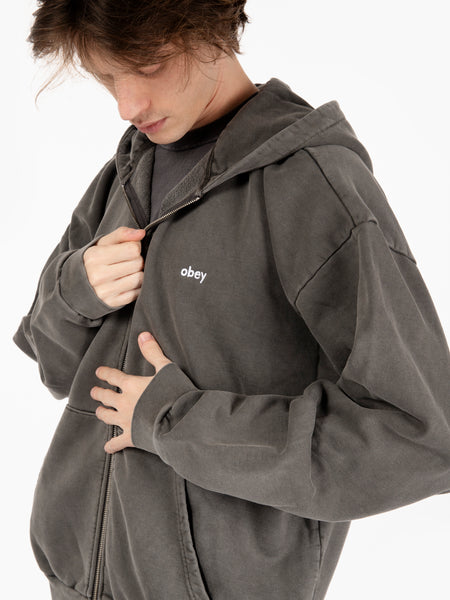 Lowercase pigment zip hood fleece grey