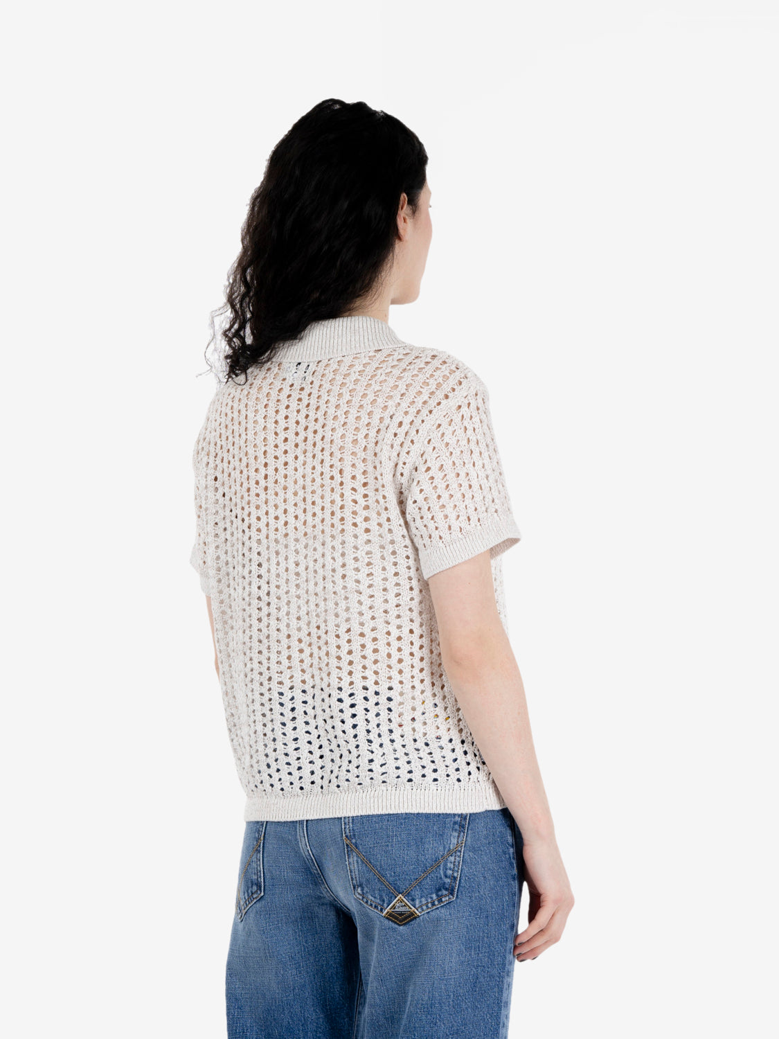 Milly open knit sweater marshmallow multi