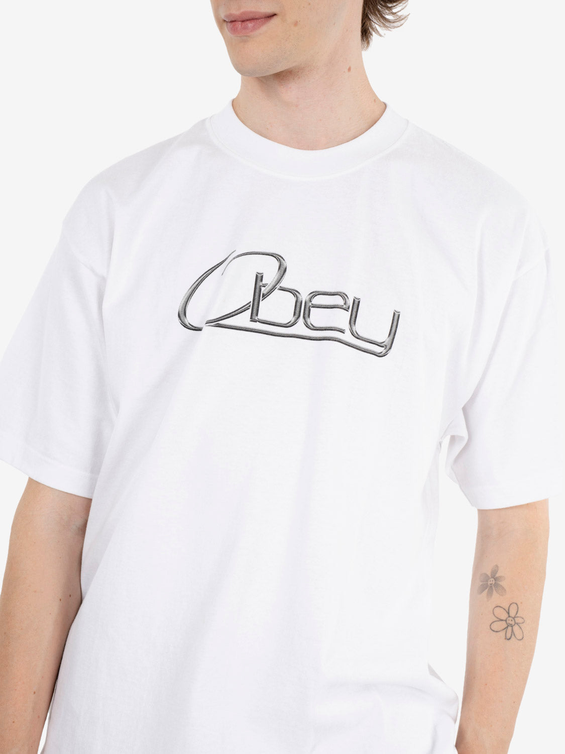 Obey Chrome tee white