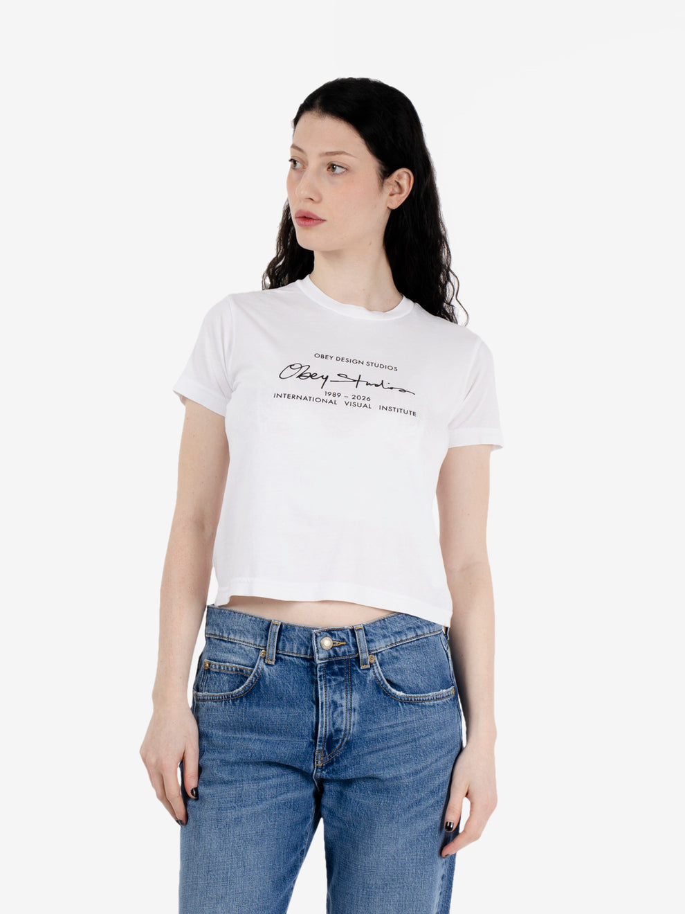 Obey design Studio Script tee white