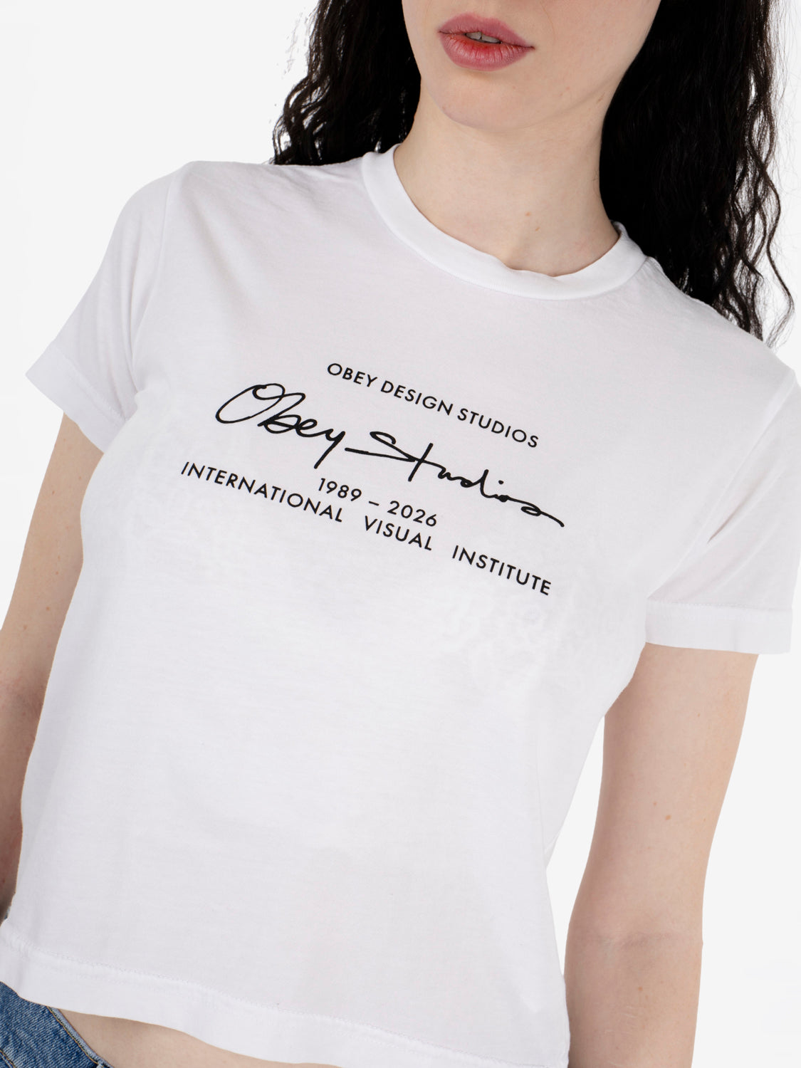 Obey design Studio Script tee white