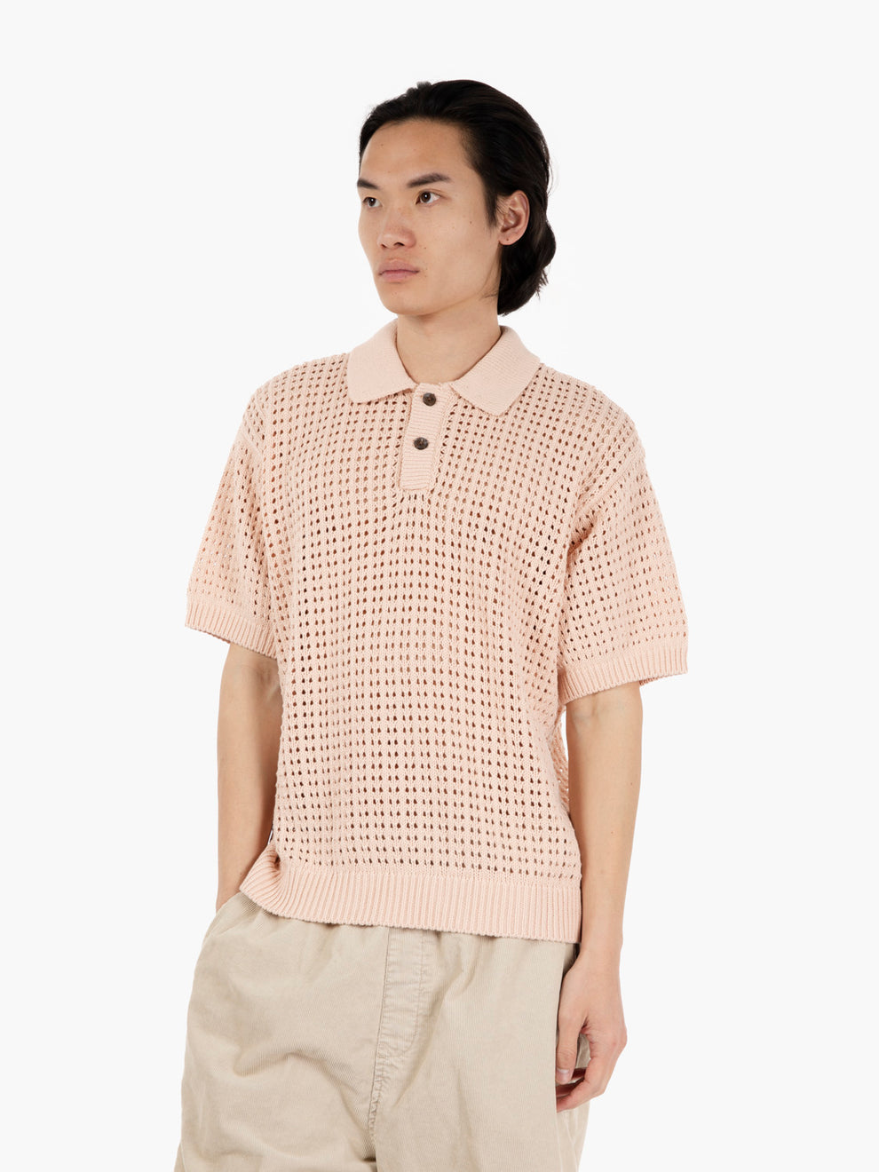 Kody pink crochet polo