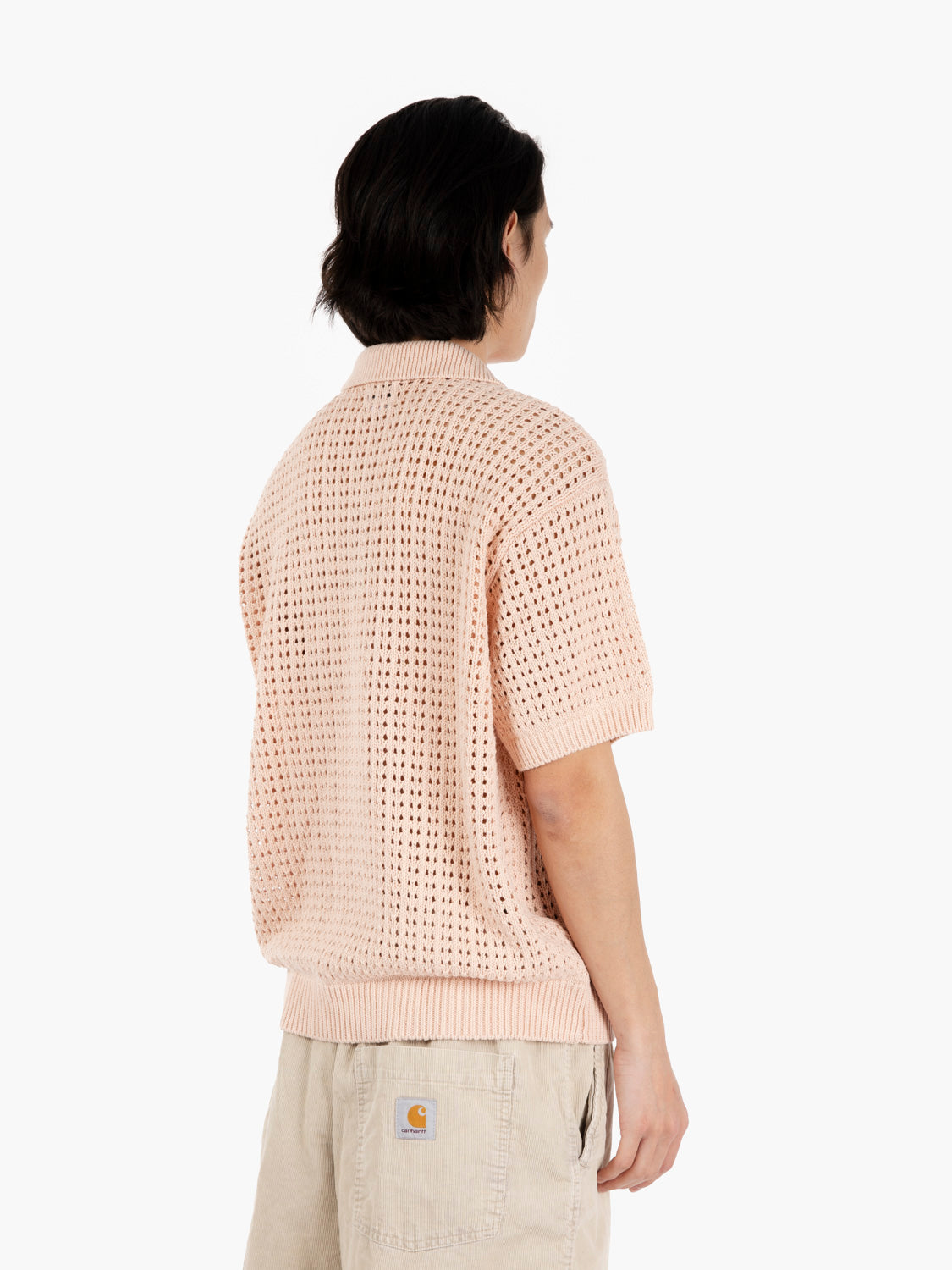 Kody pink crochet polo