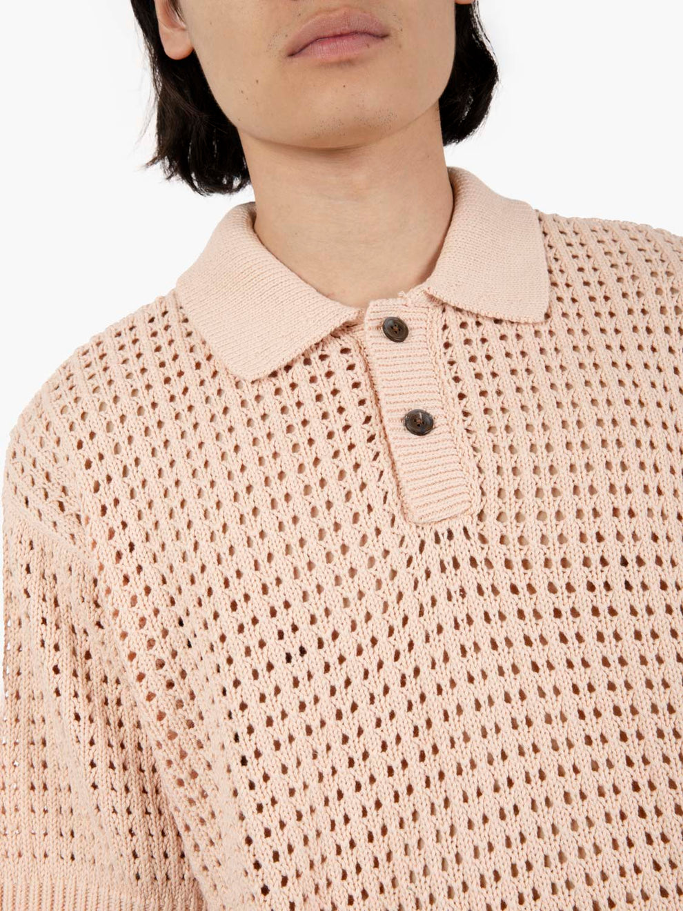 Kody pink crochet polo