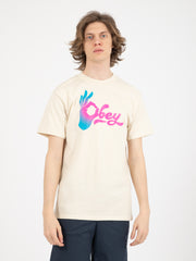 OBEY - T-shirt Okay cream