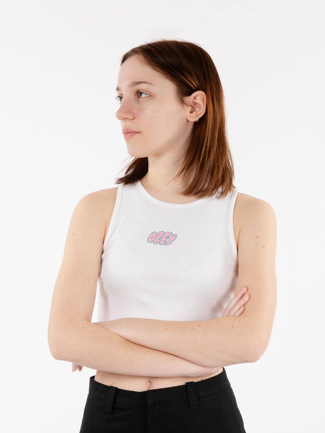 Top bubble type rib megan tank white