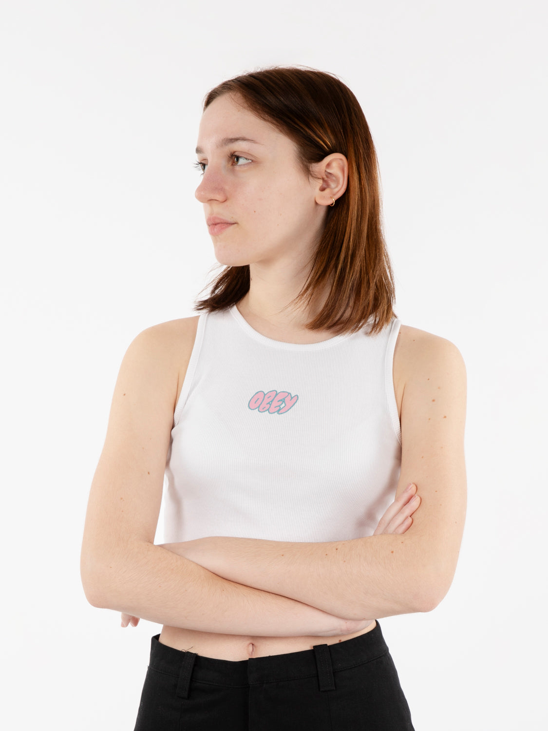 Top bubble type rib megan tank white