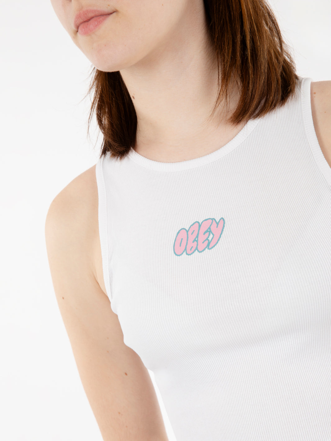 Top bubble type rib megan tank white