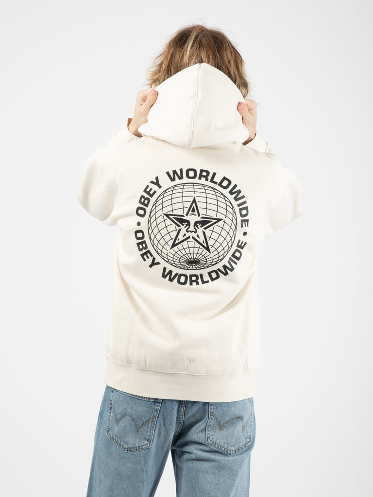 OBEY - Worlwide globe premium hooded fleece unbleached