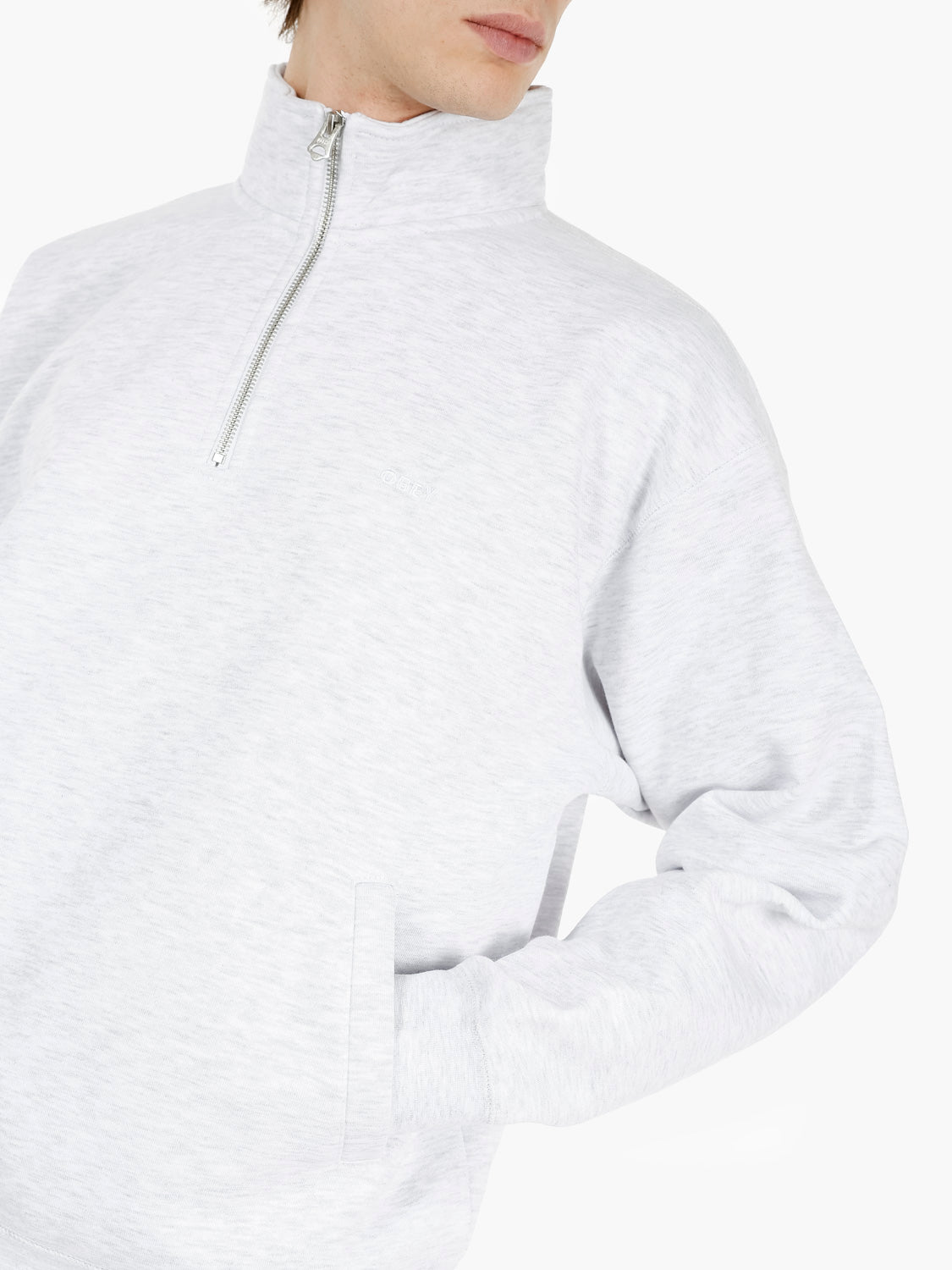 Zip Estabilished Works bold mockneck fleece ash grey