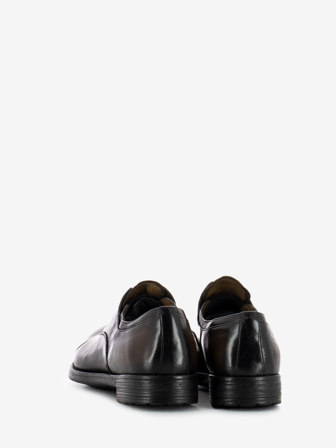 Derby without laces in brown shiny leather