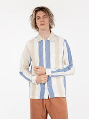 OLOW - Camicia slow hutch stripped beige / blu