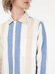 OLOW - Camicia slow hutch stripped beige / blu