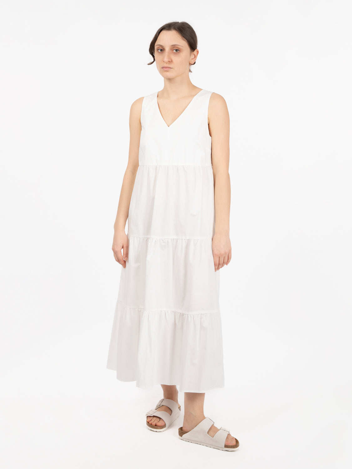 Poplin maxi dress plaster white