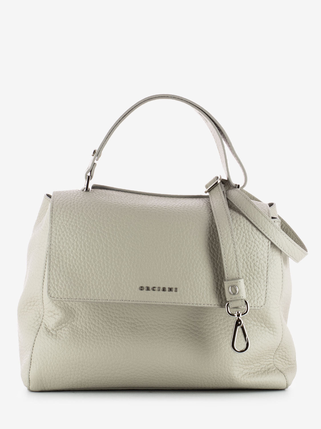 White hammered leather handbag