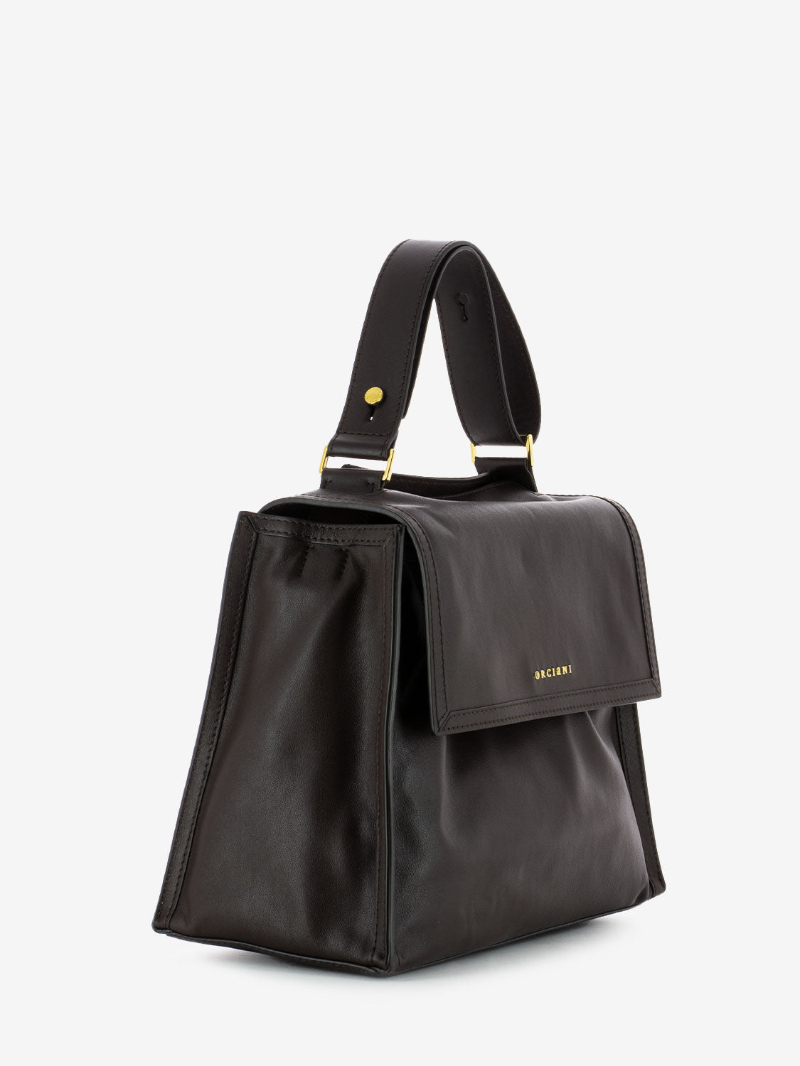 Borsa a mano in pelle cioccolato