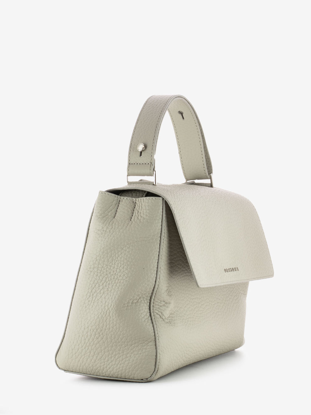 White hammered leather handbag