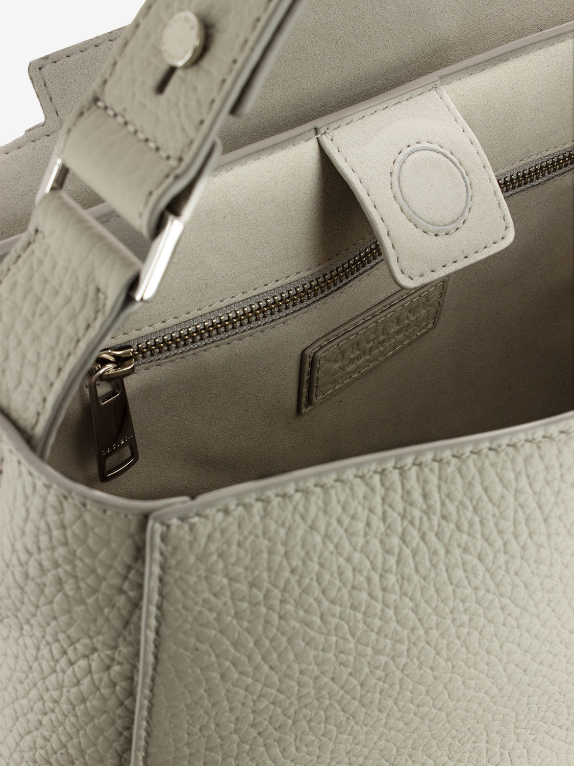 White hammered leather handbag
