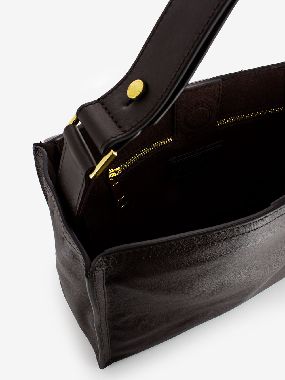 Borsa a mano in pelle cioccolato
