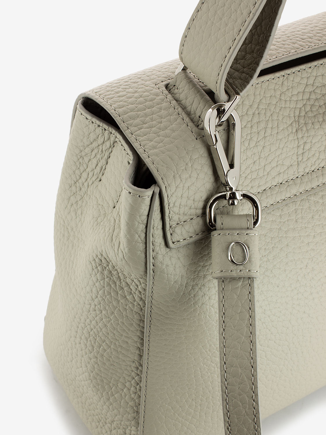 White hammered leather handbag