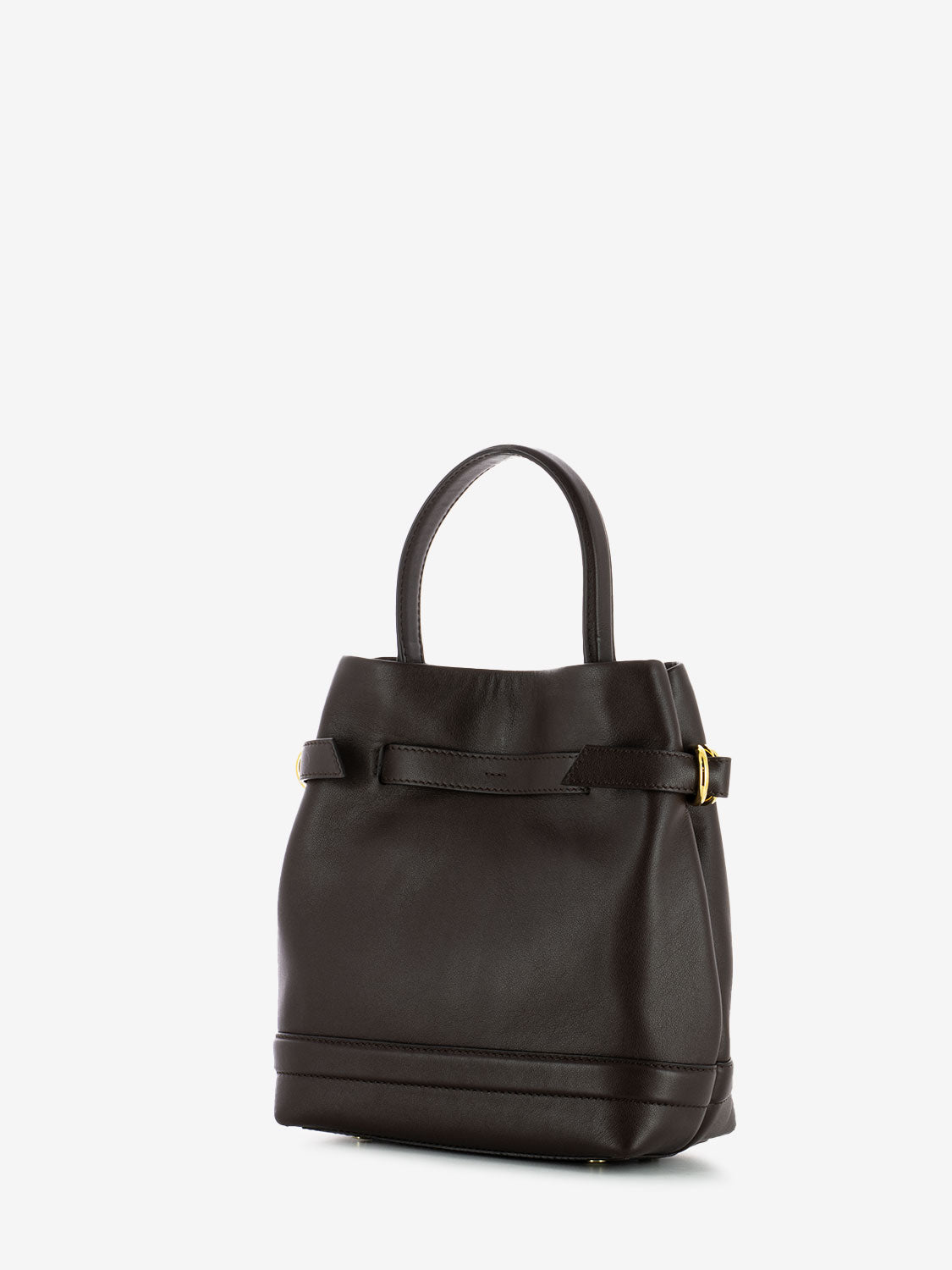 Borsa a secchiello in pelle cioccolato