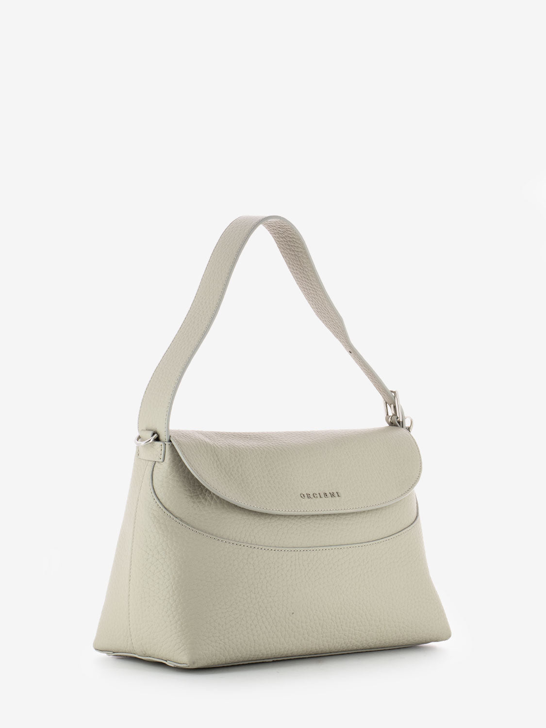 Borsa a spalla in pelle martellata argilla