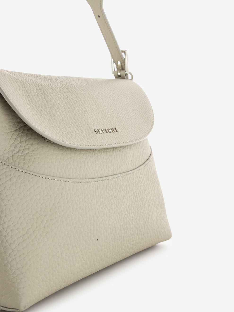 Borsa a spalla in pelle martellata argilla
