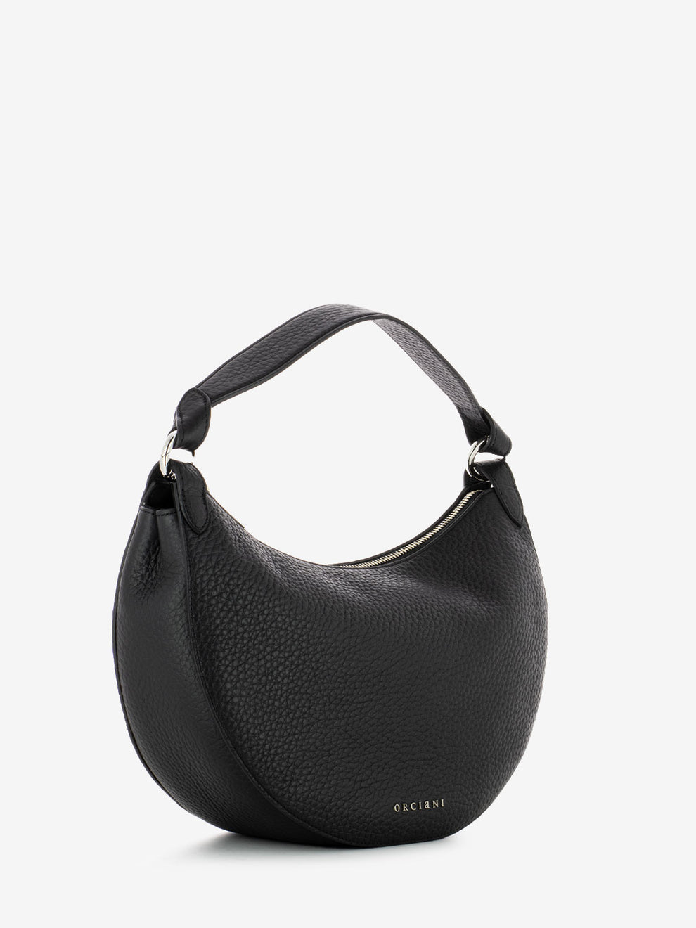 Borsa a spalla in pelle martellata nera