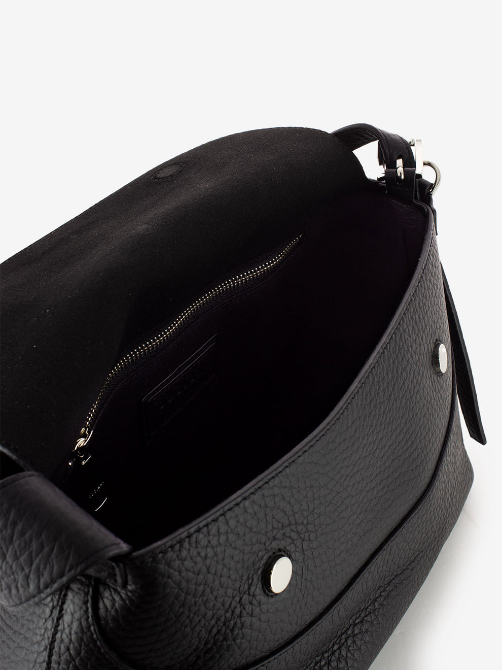 Borsa a spalla in pelle martellata nera