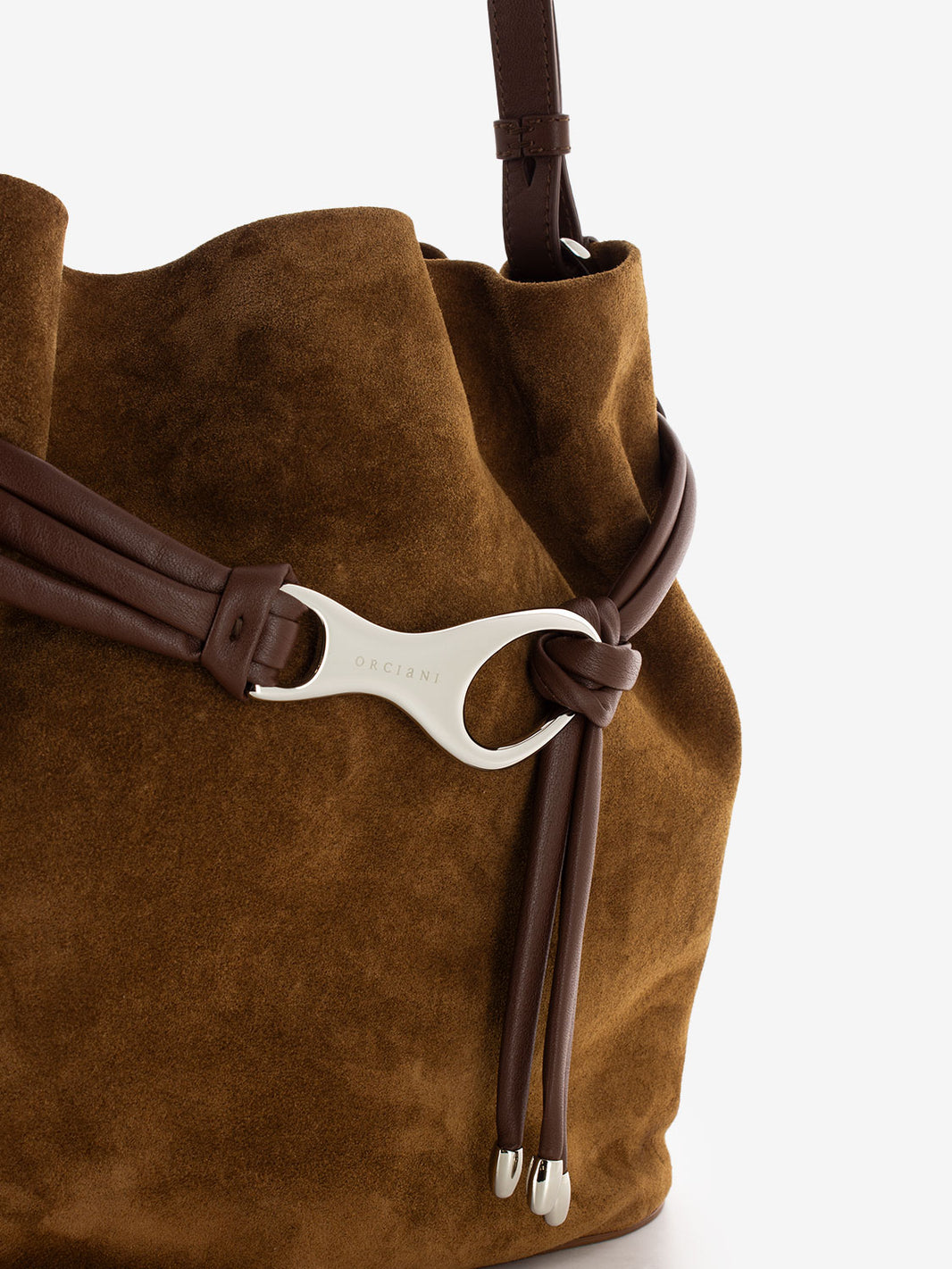 Borsa secchiello Dori M suede marrone