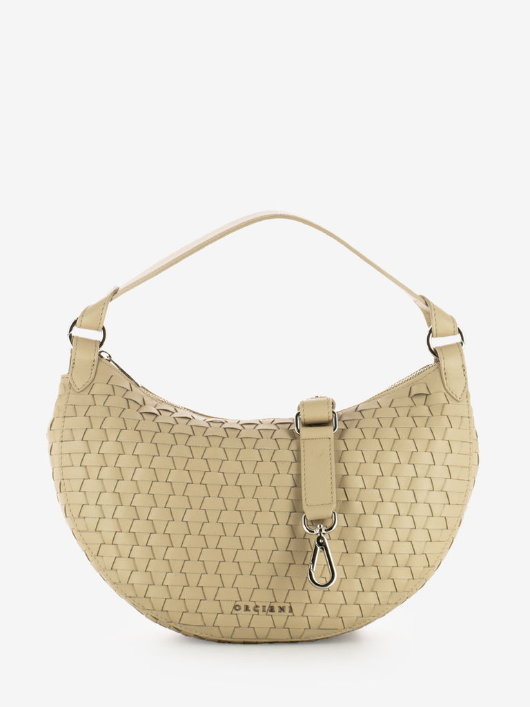 ORCIANI - Borsa Dumpling M Nappa Woven Avorio