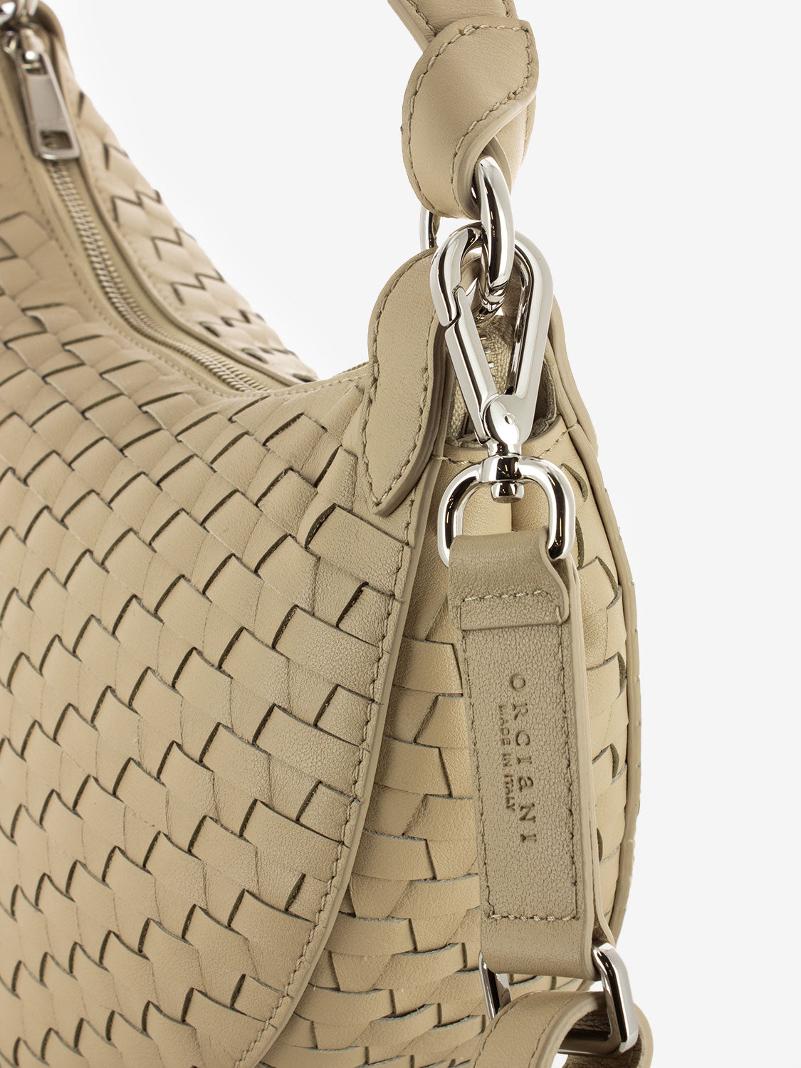 Borsa Dumpling M Nappa Woven Avorio