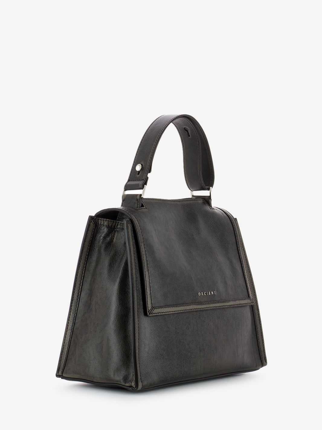 Borsa media in pelle a mano delavè fango