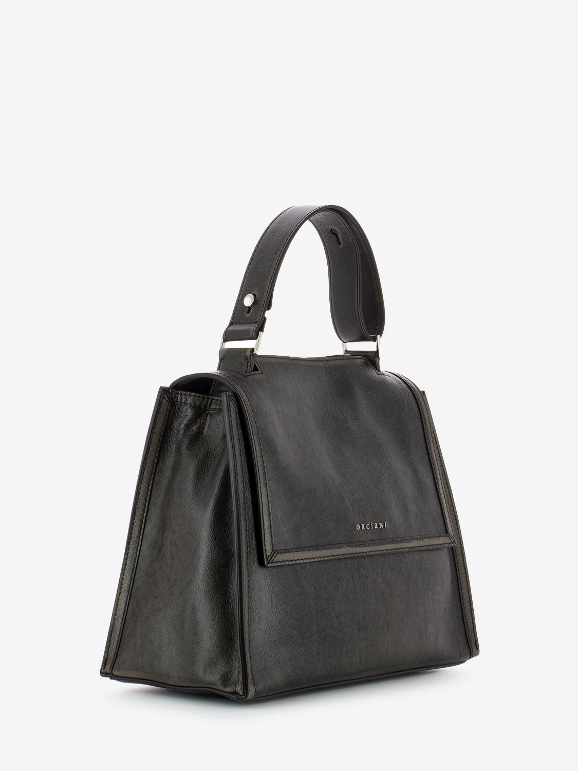 Borsa media in pelle a mano delavè fango