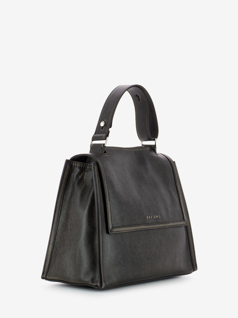 Borsa media in pelle a mano delavè fango