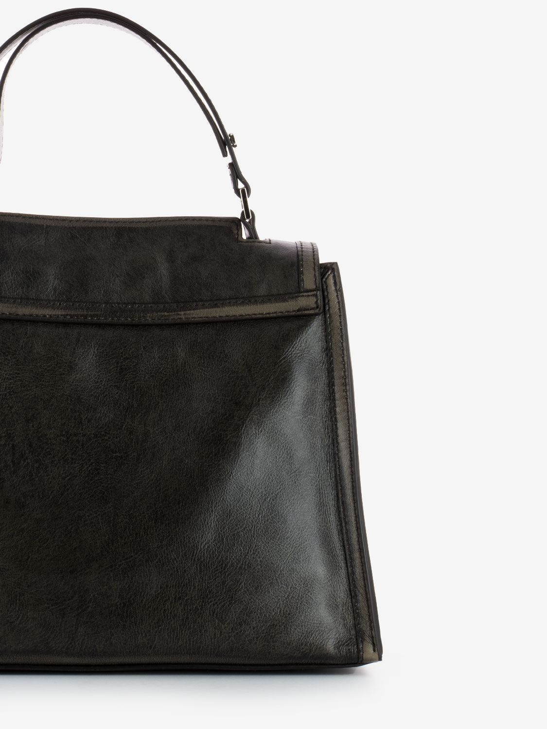 Borsa media in pelle a mano delavè fango