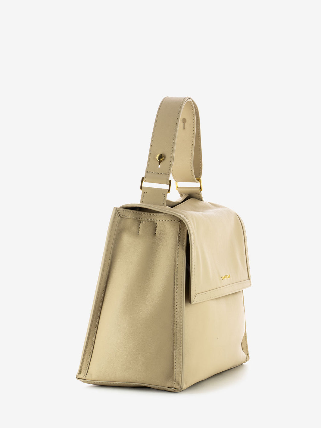 Borsa media in pelle beige