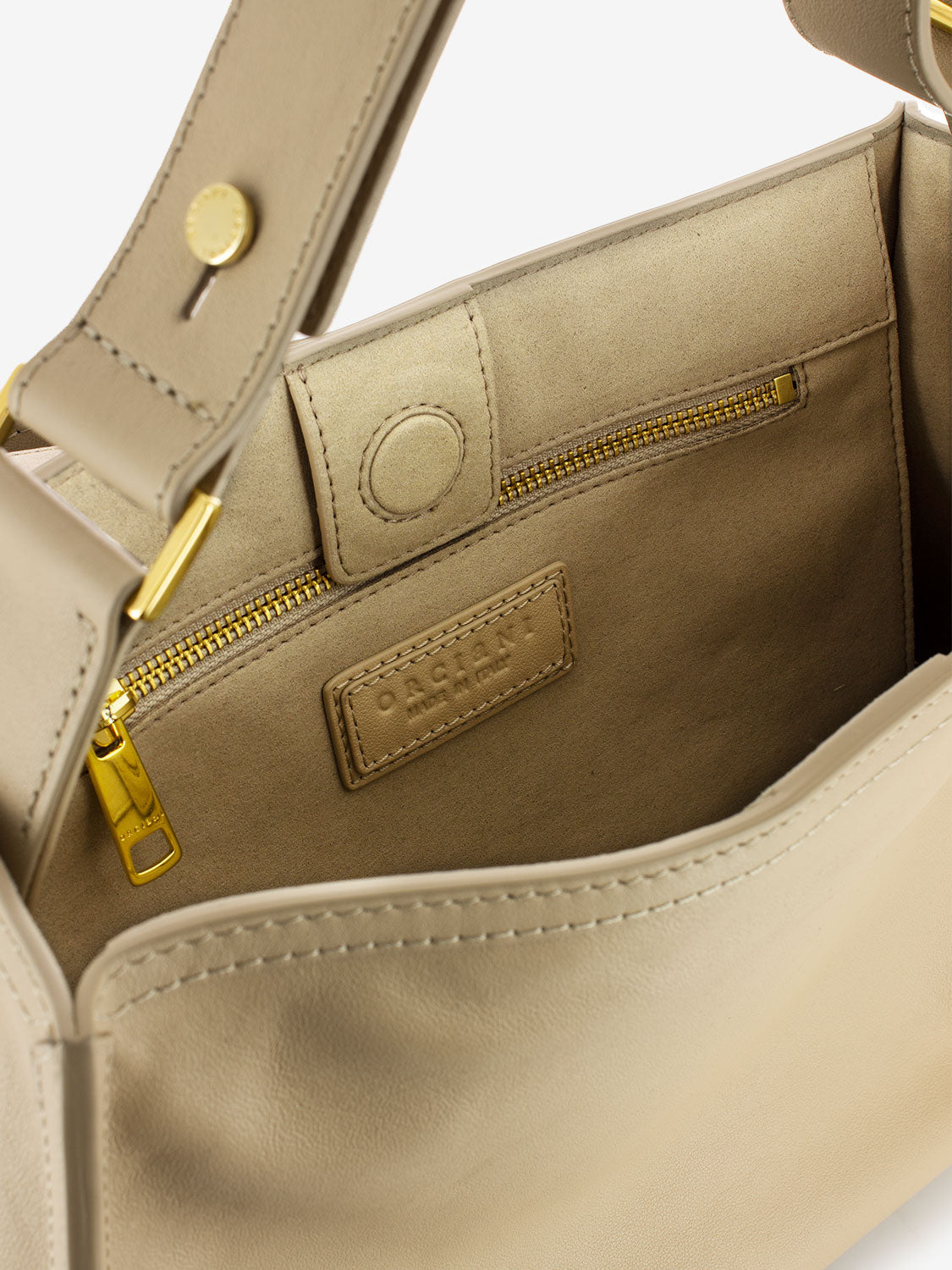 Borsa media in pelle beige