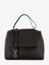 Medium bag in hammered leather dark brown