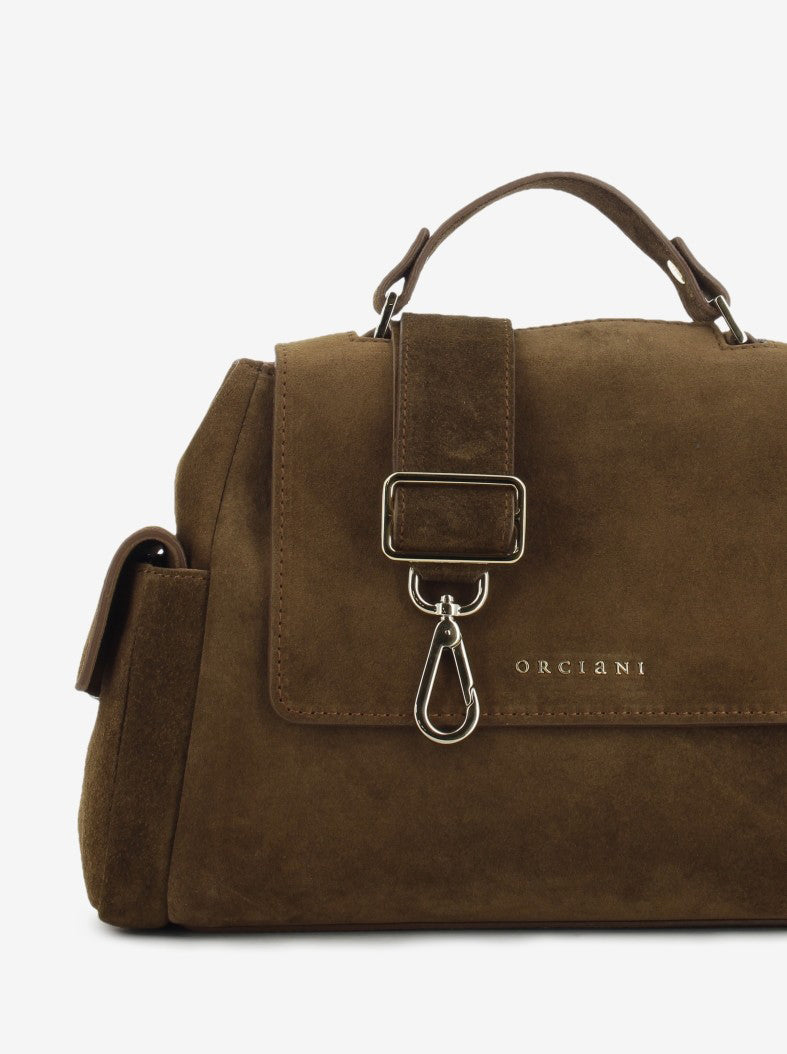 Borsa Sveva Cargo S in suede tabacco