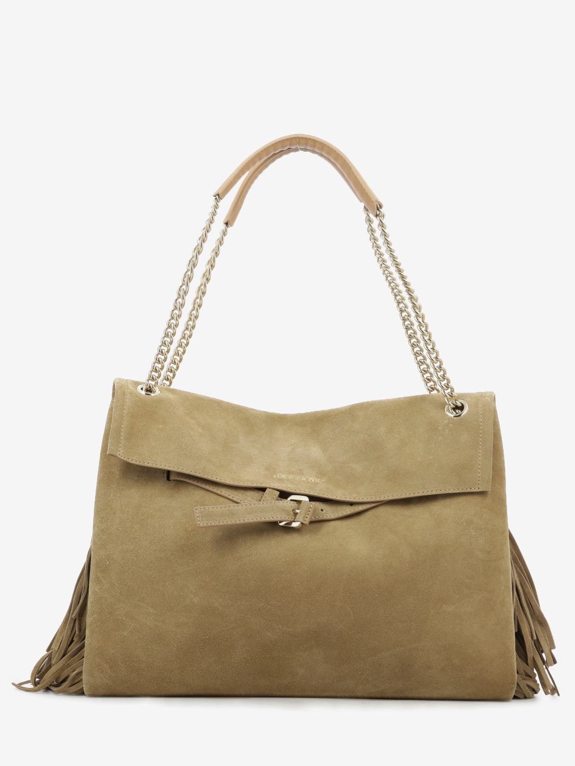 Borsa Venus Peach Fringe Midi a spalla biscotto