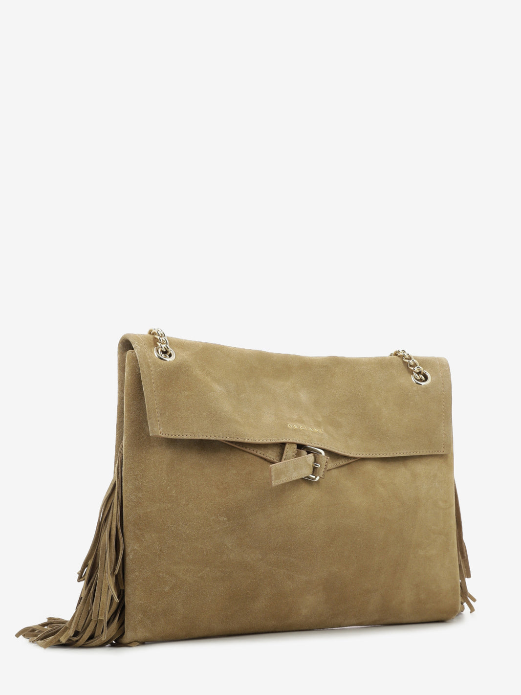 Borsa Venus Peach Fringe Midi a spalla biscotto