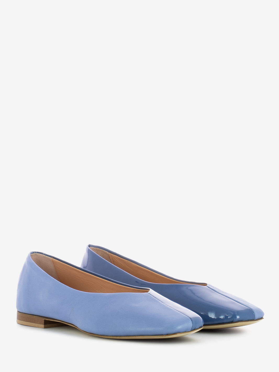 Ballerina punta squadrata nappa azzurro / naplack